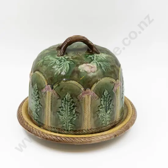 Unmarked Majolica Cheese Dome & Tray