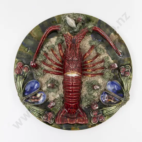 Unmarked Palissy Style Trompe l'oeil Dish 32cm Diameter