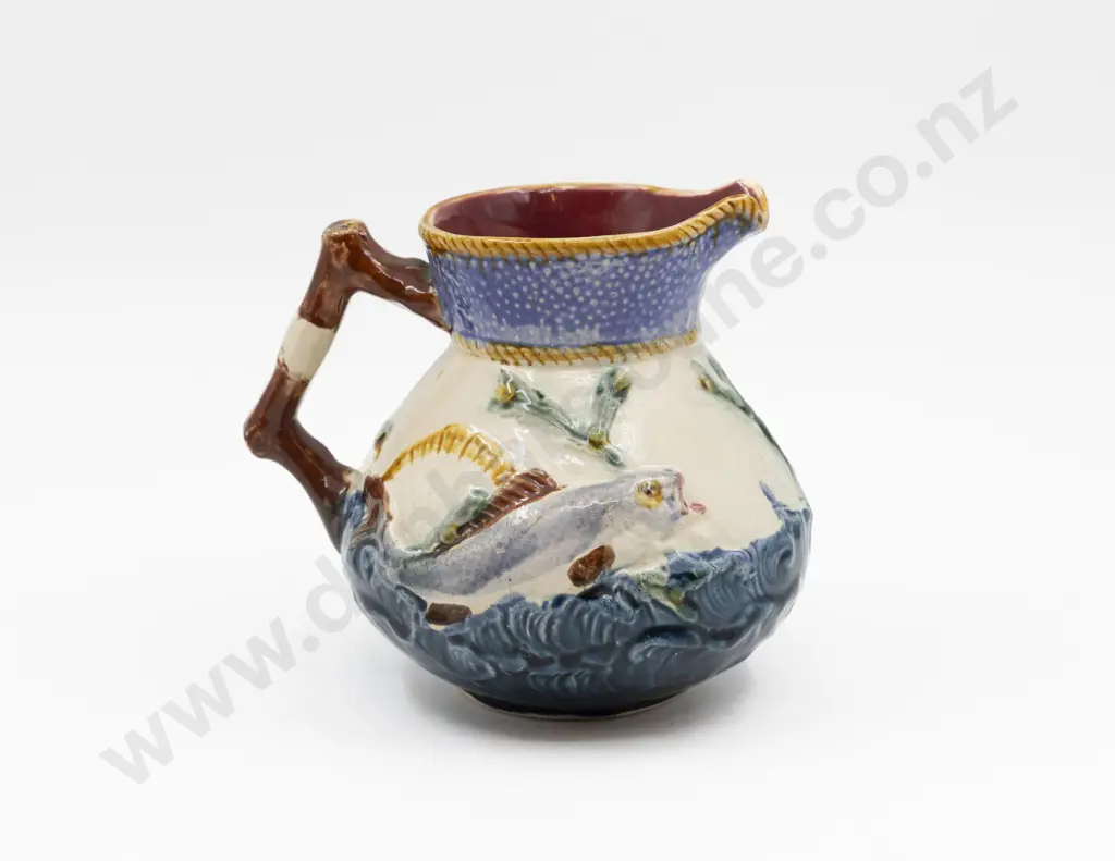Made in England Shorter & Sons Majolica Glazed Fish Shallow Molded Pitcher 18cm H Image 1++