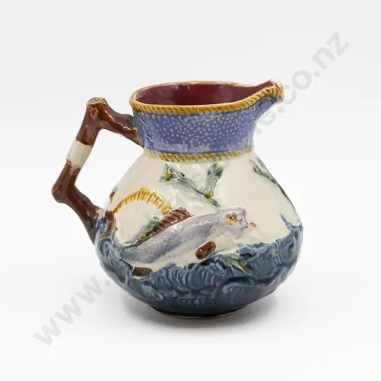 Made in England Shorter & Sons Majolica Glazed Fish Shallow Molded Pitcher 18cm H