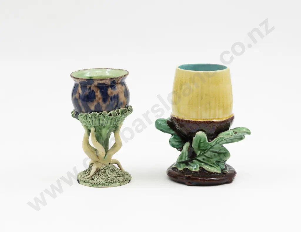 Wedgwood Majolica Glazed Acorn Molded Pot & Other 13cm & 12cm H Image 1++