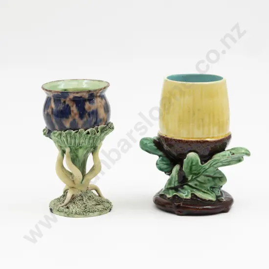 Wedgwood Majolica Glazed Acorn Molded Pot & Other 13cm & 12cm H