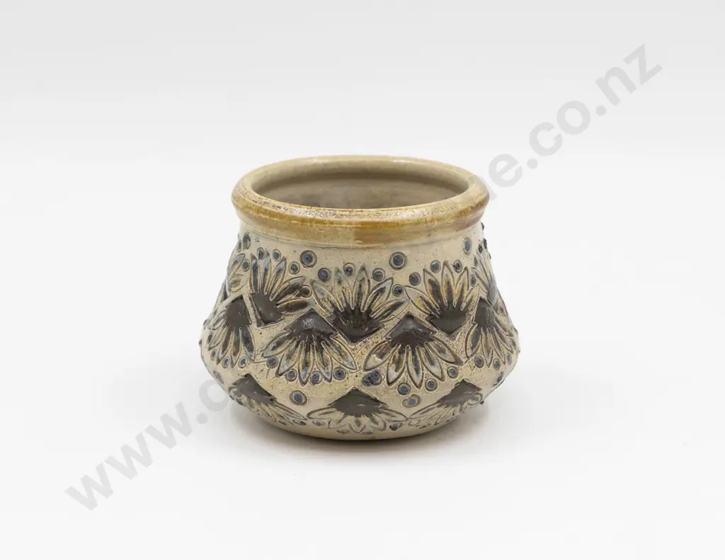Martin Brothers Stamp Decorated Vase 10.5cm H Image 1++