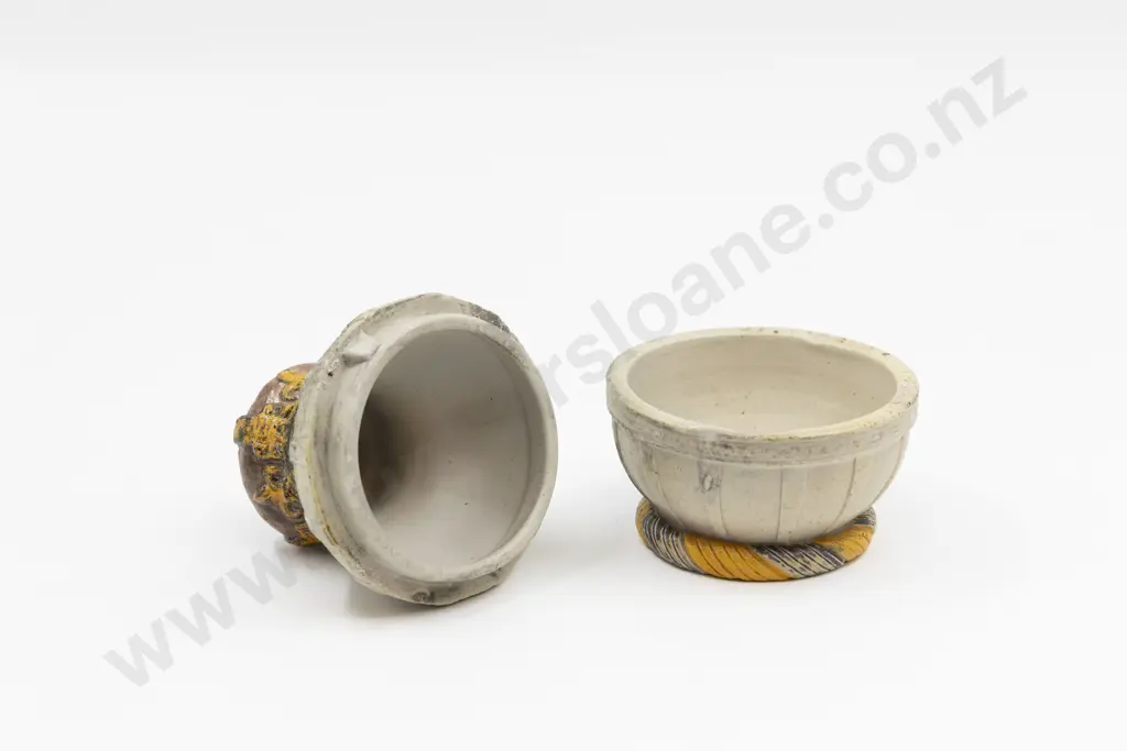 Composed Martin Brothers Lidded Box with Crown Finial 14.5cm H Image 1++
