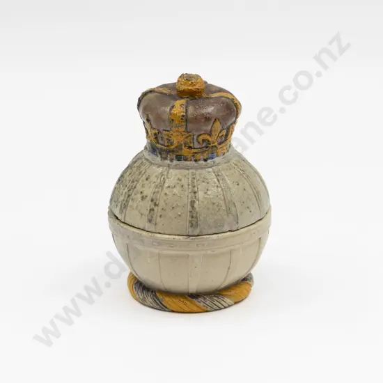 Composed Martin Brothers Lidded Box with Crown Finial 14.5cm H