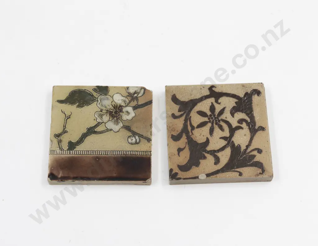 Two Martin Brothers Tiles 7.5cm Square each Image 1++