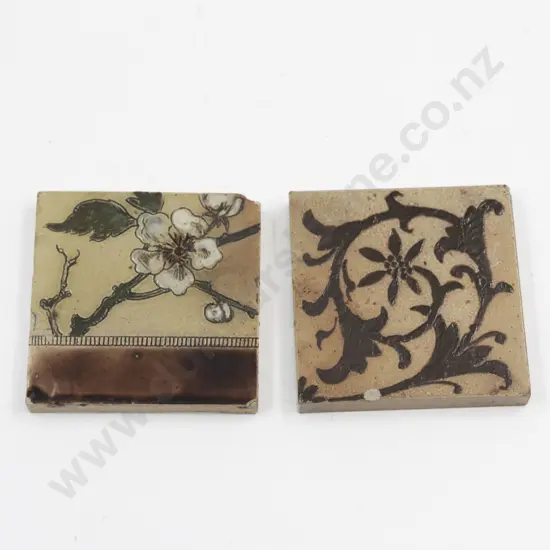 Two Martin Brothers Tiles 7.5cm Square each