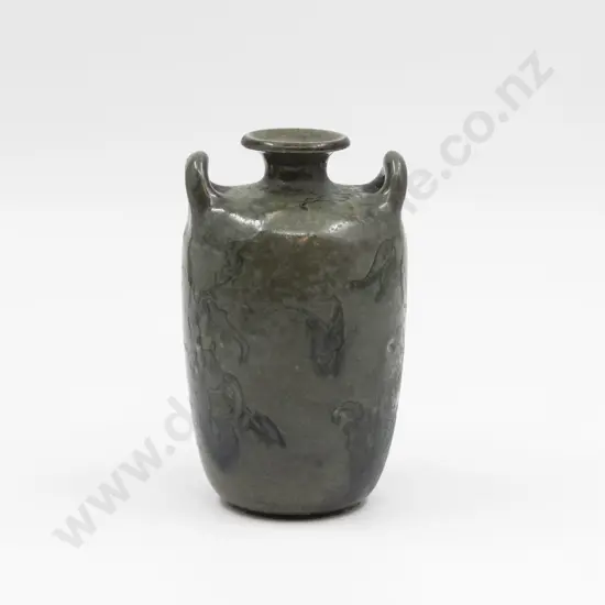 Martin Brothers Doubled Handled Bottle Vase 15.5cm H
