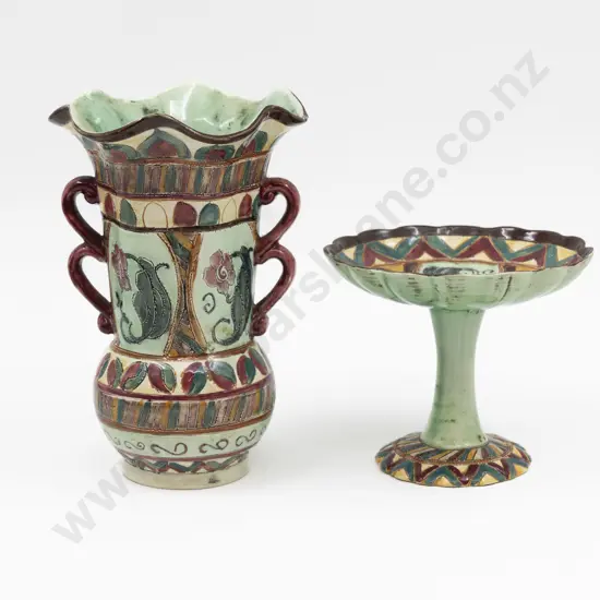 Shorter & Sons Hand-Painted Vase 20.5cm H & Tazza