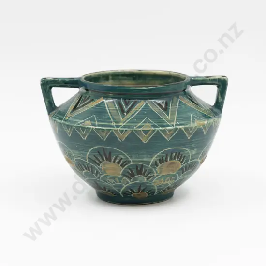Shorter & Sons Mabel Leigh Incised & Hand-Painted Vase 11cm H