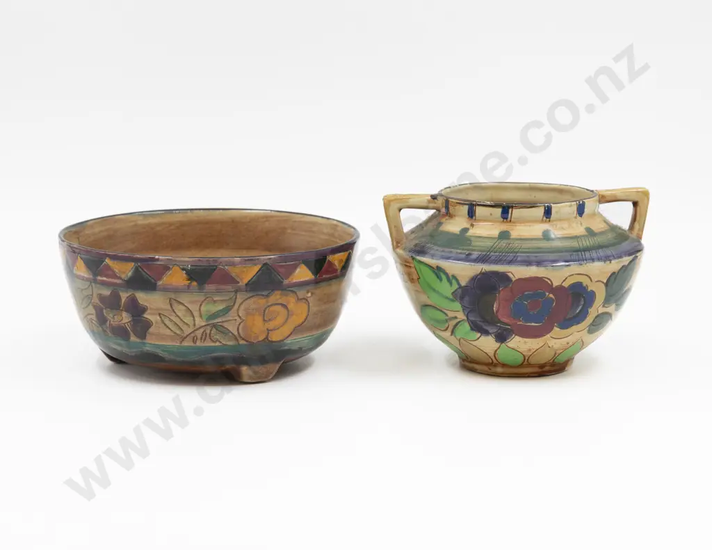 Shorter & Sons Hand-Painted Bowl & Mabel Leigh Hand-Painted Vase Image 1++