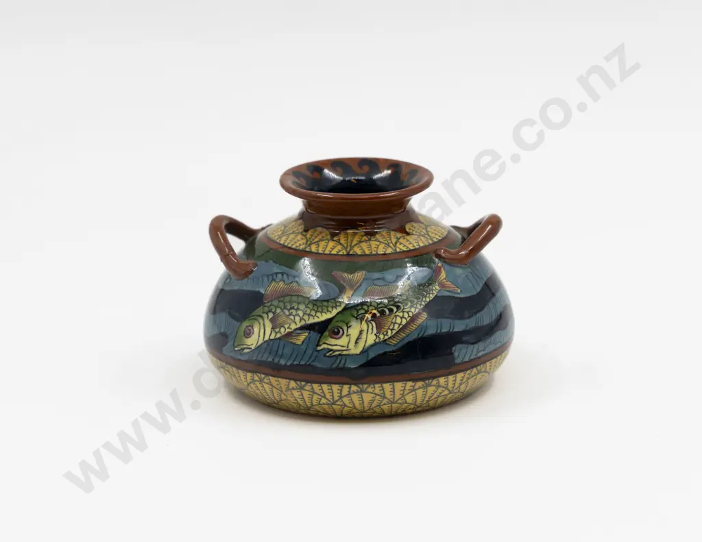 The Foley Pottery (Later Shelley) "Intarsio" Double Handled Squat Posy Vase 7.5cm H Image 1++