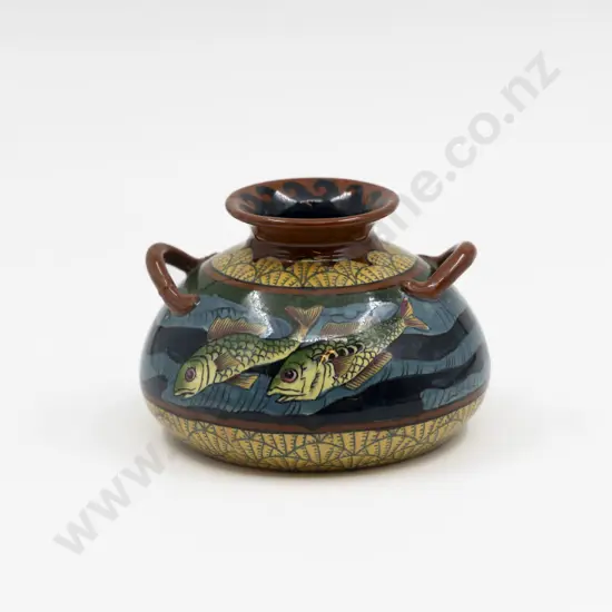 The Foley Pottery (Later Shelley) "Intarsio" Double Handled Squat Posy Vase 7.5cm H
