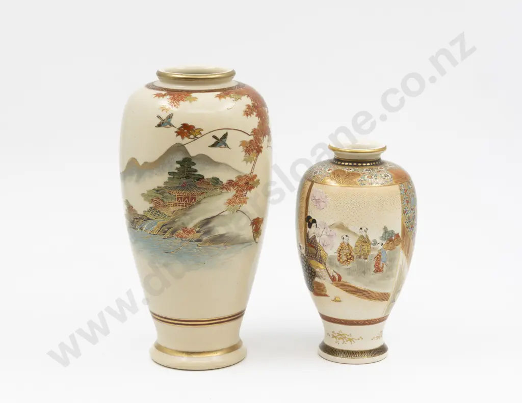 Two Satsuma Vases 24.5cm H & 18cm H Image 1++
