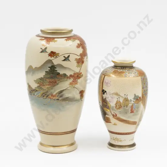 Two Satsuma Vases 24.5cm H & 18cm H
