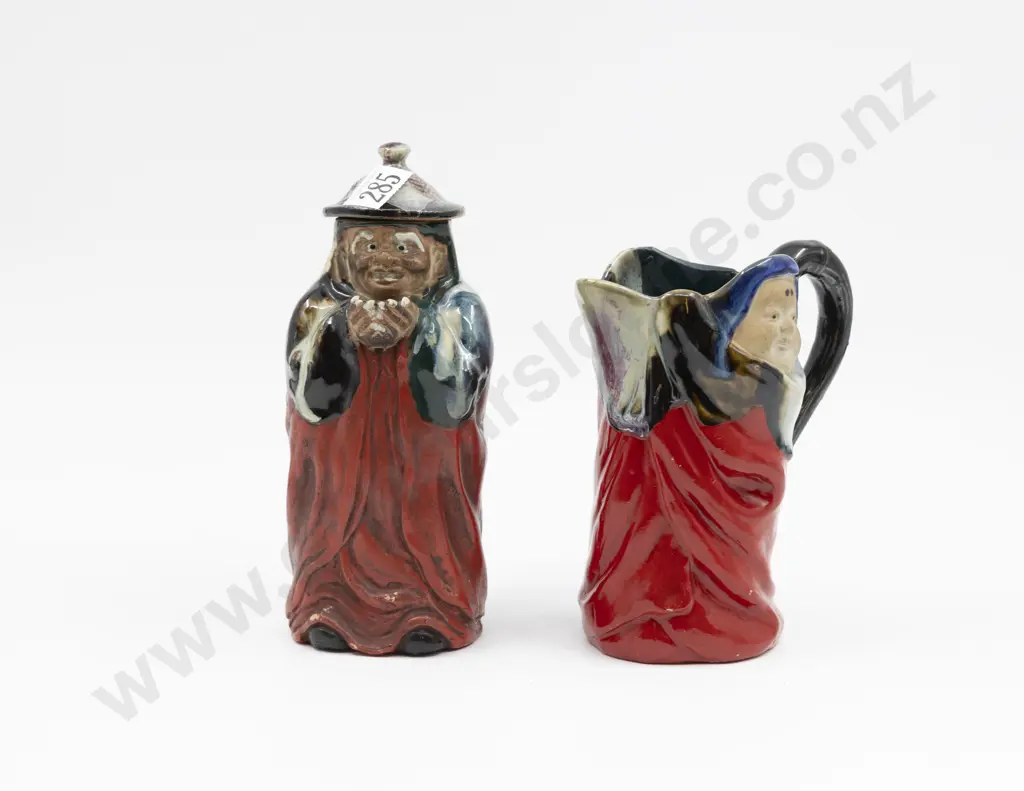 Sumida Gawa Cupboard Jug & Figural Jug Tallest 22cm H Image 1++