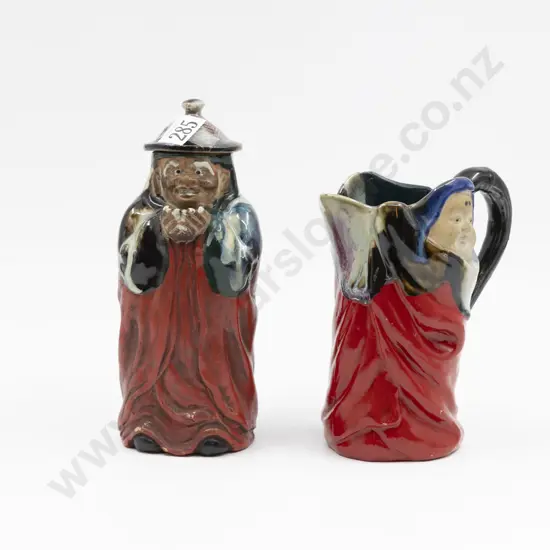 Sumida Gawa Cupboard Jug & Figural Jug Tallest 22cm H
