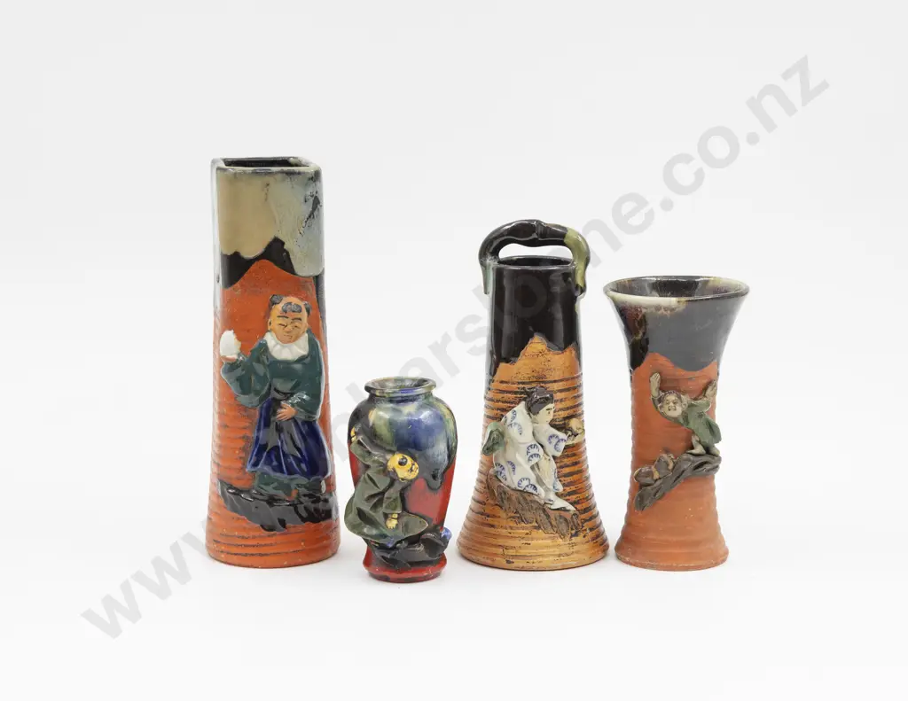 Four Sumida Gawa Vases Tallest 20.5cm H Image 1++