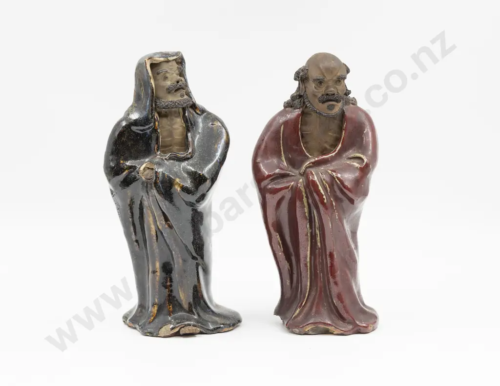Two Japanese Partially Glazed Immortal Figures Tallest 30.5cm (Both A/F) Image 1++