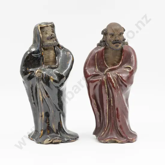 Two Japanese Partially Glazed Immortal Figures Tallest 30.5cm (Both A/F)