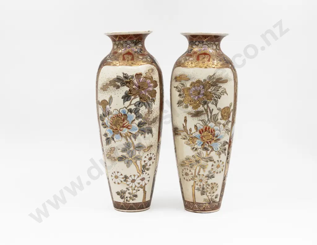 Pair Satsuma Vases 33.5cm H Image 1++