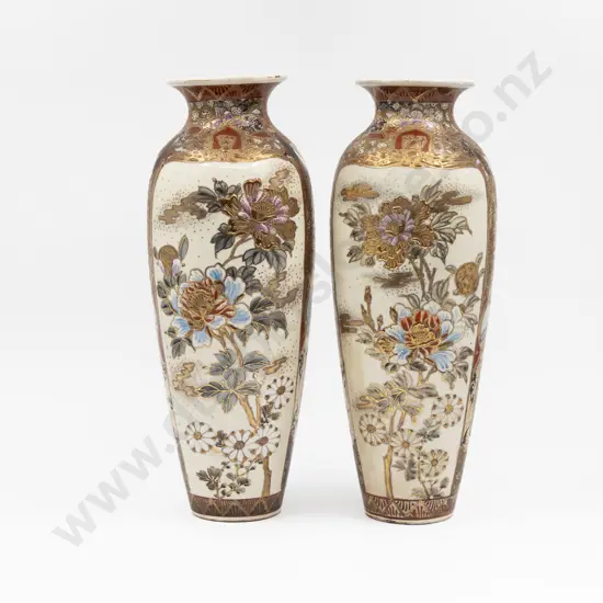 Pair Satsuma Vases 33.5cm H