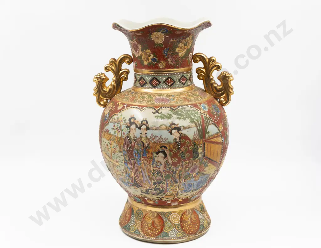 Large Modern Chinese Two Handled Vase with Enameled Decoration 46cm H Image 1++
