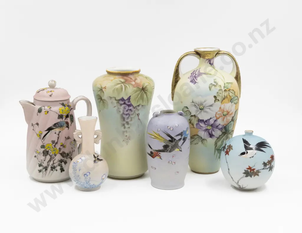 Collection of Japanese Hand-Decorated Sharkskin Glazed Porcelain Image 1++