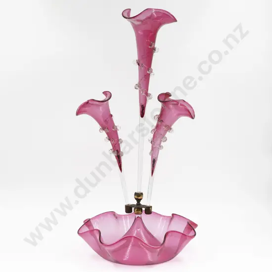 Victorian Cranberry Glass Epergne 54.5cm H
