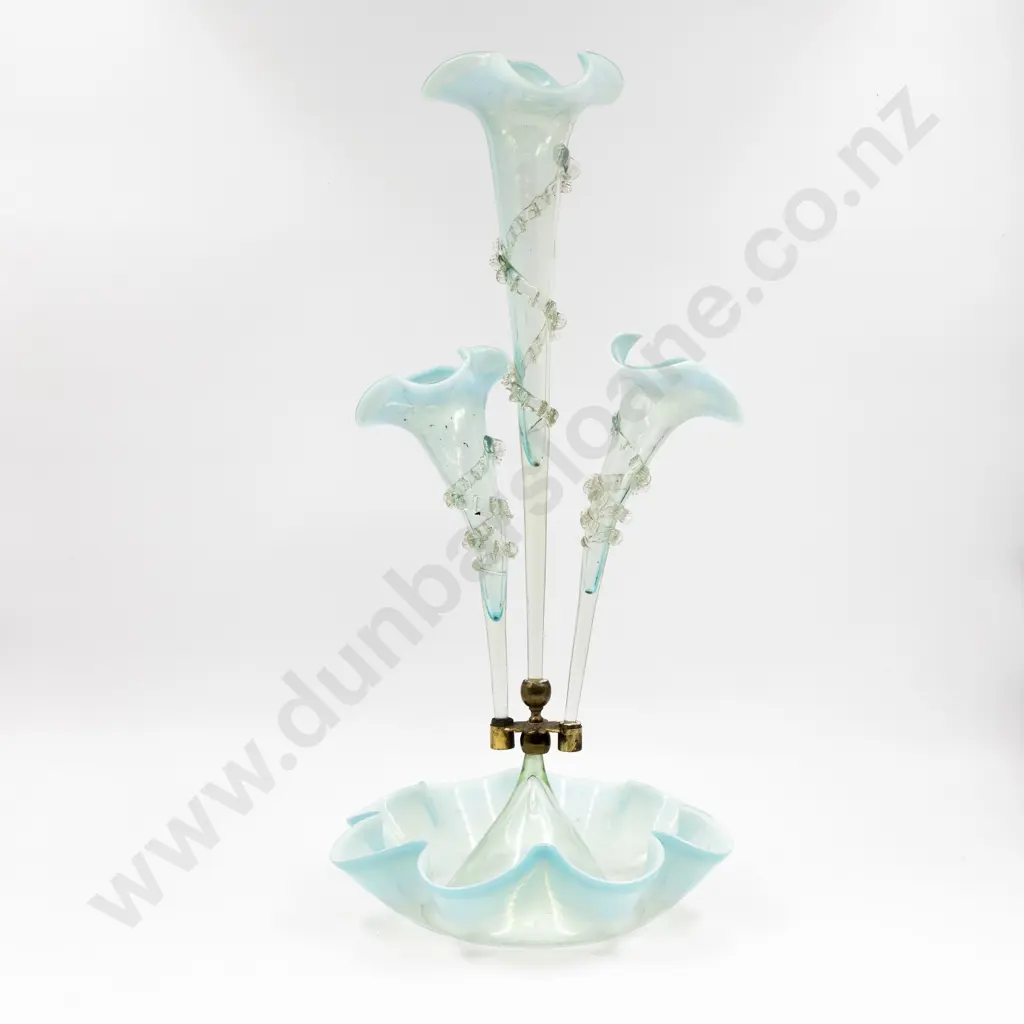 Victorian Blue Vaseline Glass Epergne 55.5cm H Image 1++