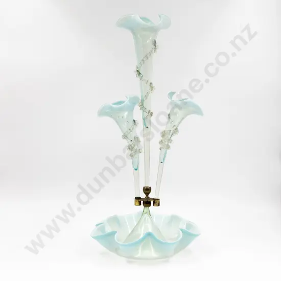 Victorian Blue Vaseline Glass Epergne 55.5cm H