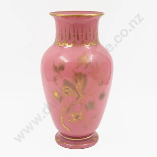 Victorian Gilt Decorated Glass Vase 30cm H