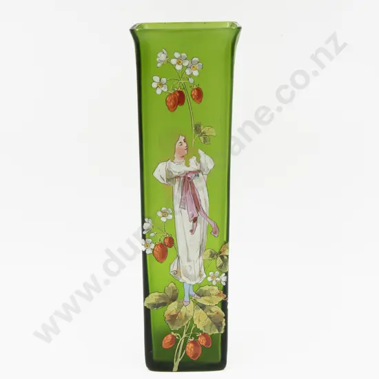 Early C20th Art Nouveau Hand-Decorated Mantel Vase 32cm H