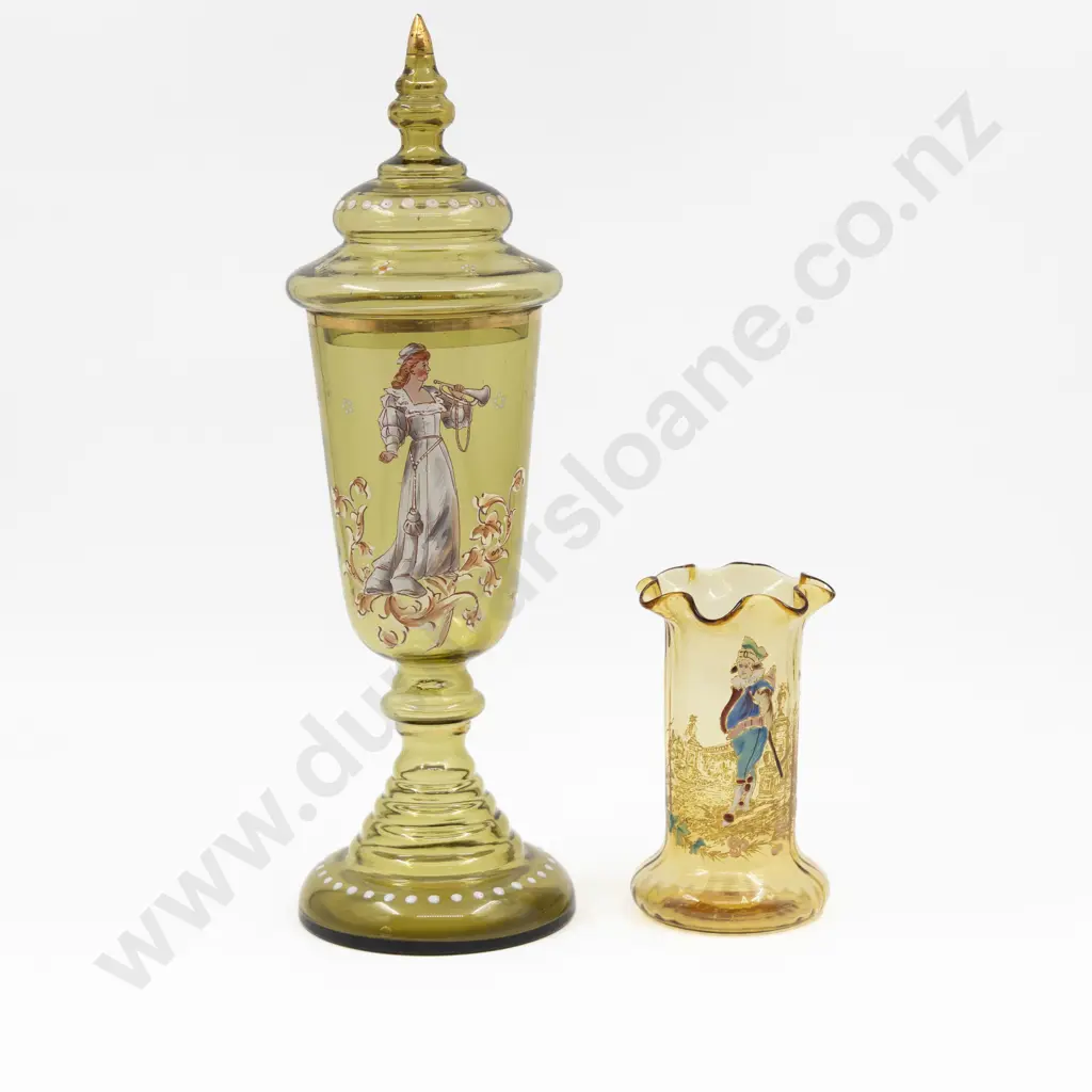 Fritz Heckert Glass Lidded Urn 38cm H & Other Image 1++