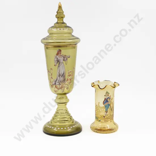Fritz Heckert Glass Lidded Urn 38cm H & Other