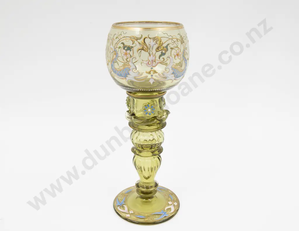 Four Bohemian Glass Goblets 18.5cm H Image 1++