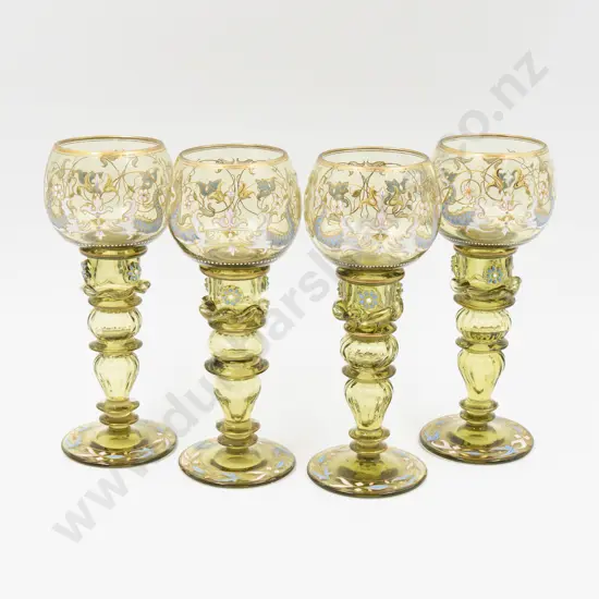 Four Bohemian Glass Goblets 18.5cm H