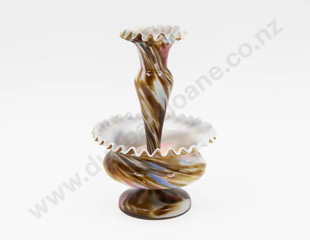 Victorian End of Day Glass Two-Tier Vase 20cm H Image 1++