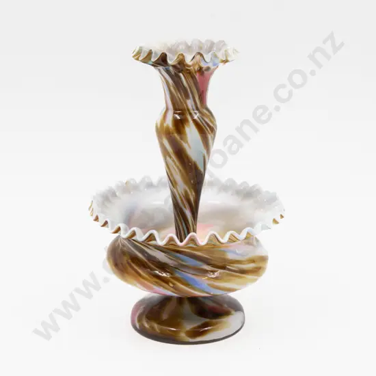 Victorian End of Day Glass Two-Tier Vase 20cm H