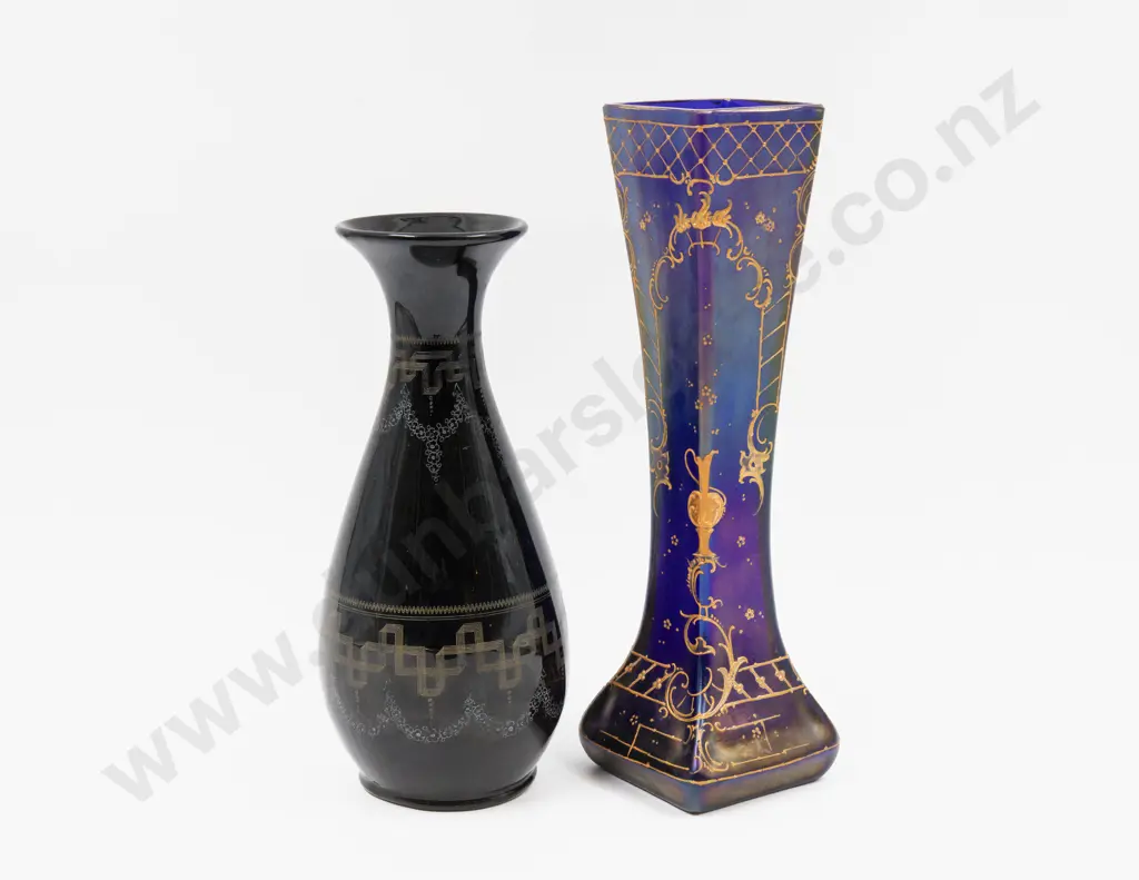 Two Edwardian Glass Vases Tallest 26cm H Image 1++
