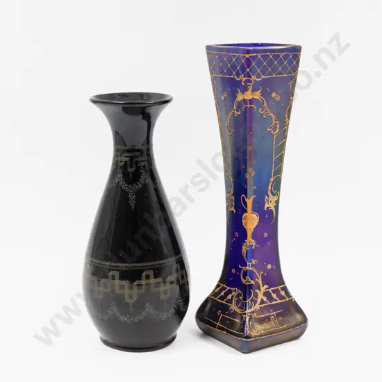 Two Edwardian Glass Vases Tallest 26cm H