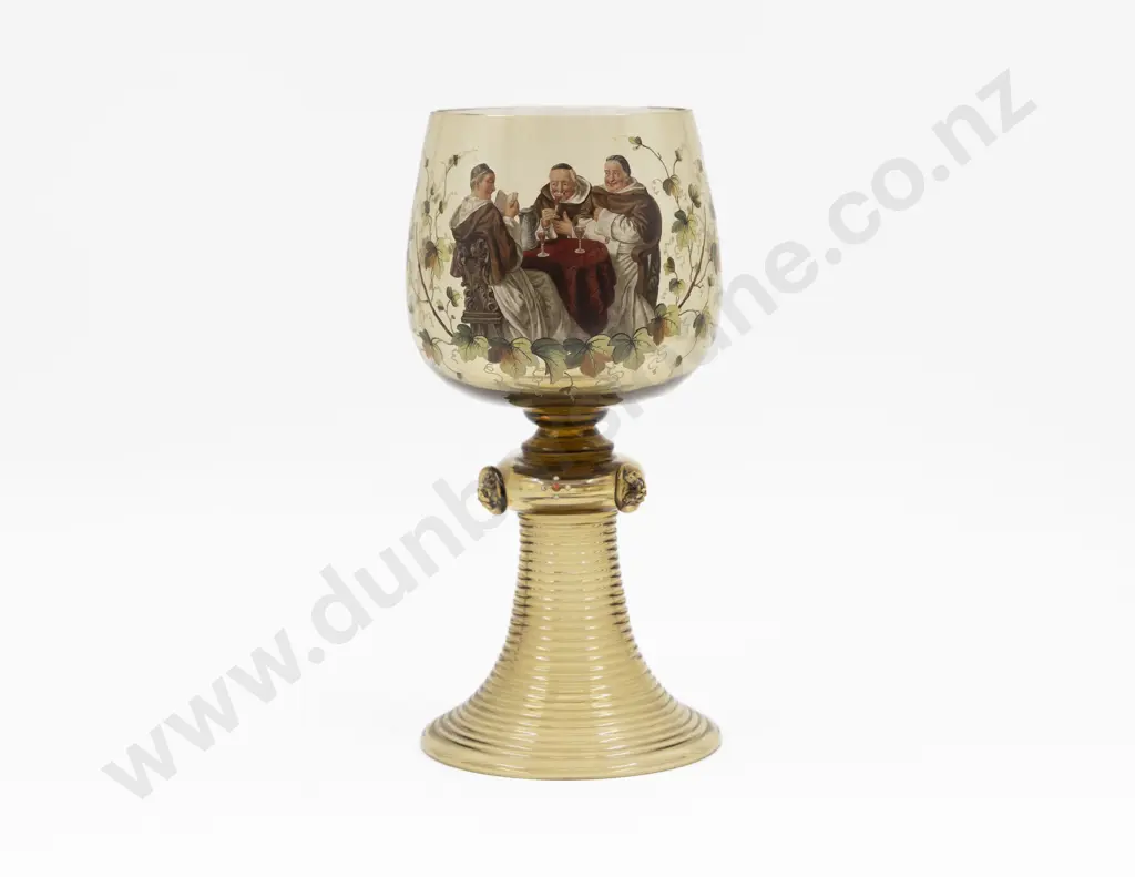 Large Bohemian Glass Hand Decorated Goblet 28cm H Image 1++