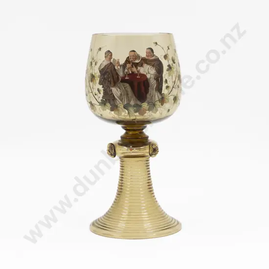 Large Bohemian Glass Hand Decorated Goblet 28cm H