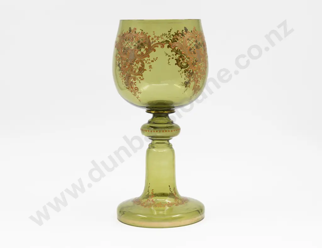 Large Bohemian Glass Gilt Decorated Goblet 32cm H Image 1++