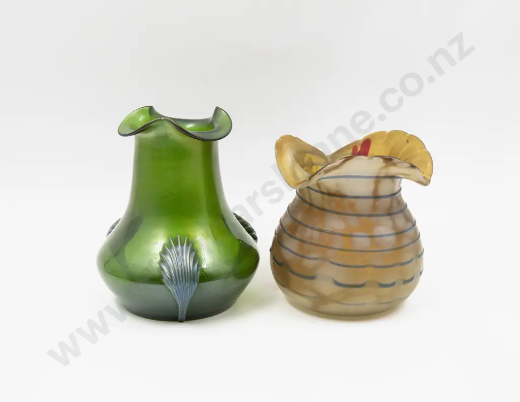 Two Early C20th Hand Blown Glass Vases Tallest 17cm H Image 1++