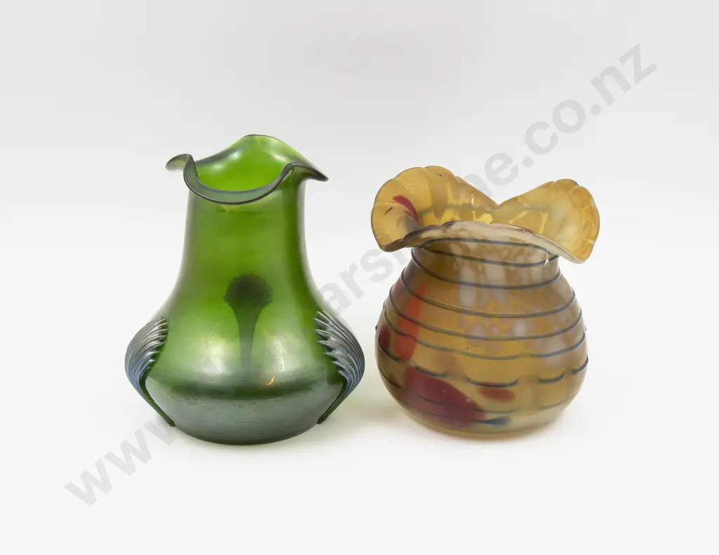 Two Early C20th Hand Blown Glass Vases Tallest 17cm H Image 1++
