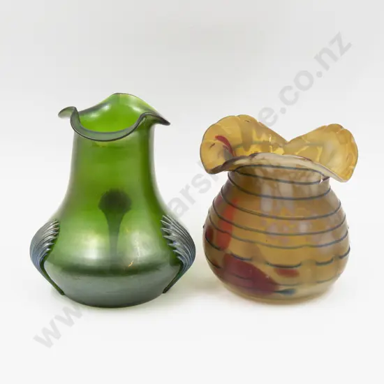 Two Early C20th Hand Blown Glass Vases Tallest 17cm H