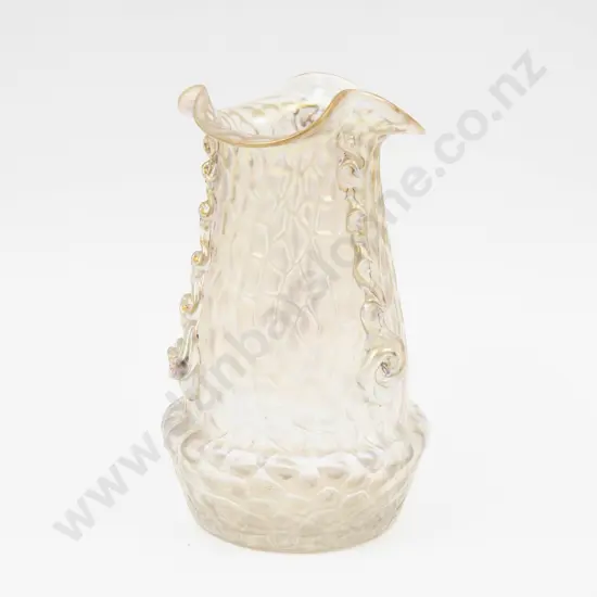Iridescent Glass Vase with Applied Decoration 16.5cm H