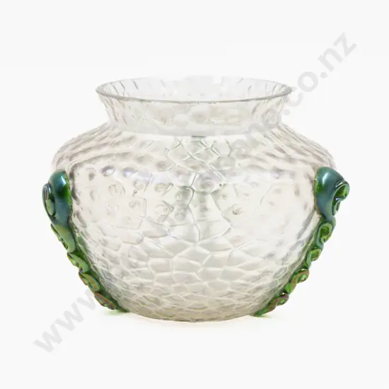 Iridescent Glass Vase with Applied Decoration 11cm H