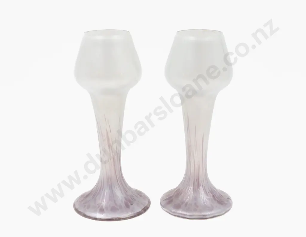 Pair Iridescent Glass Vases 23cm H Image 1++